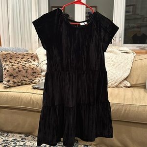 Tiered babydoll crushed velvet dress
